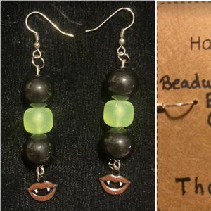 Handmade Halloween Vampire glow in the dark beaded earrings